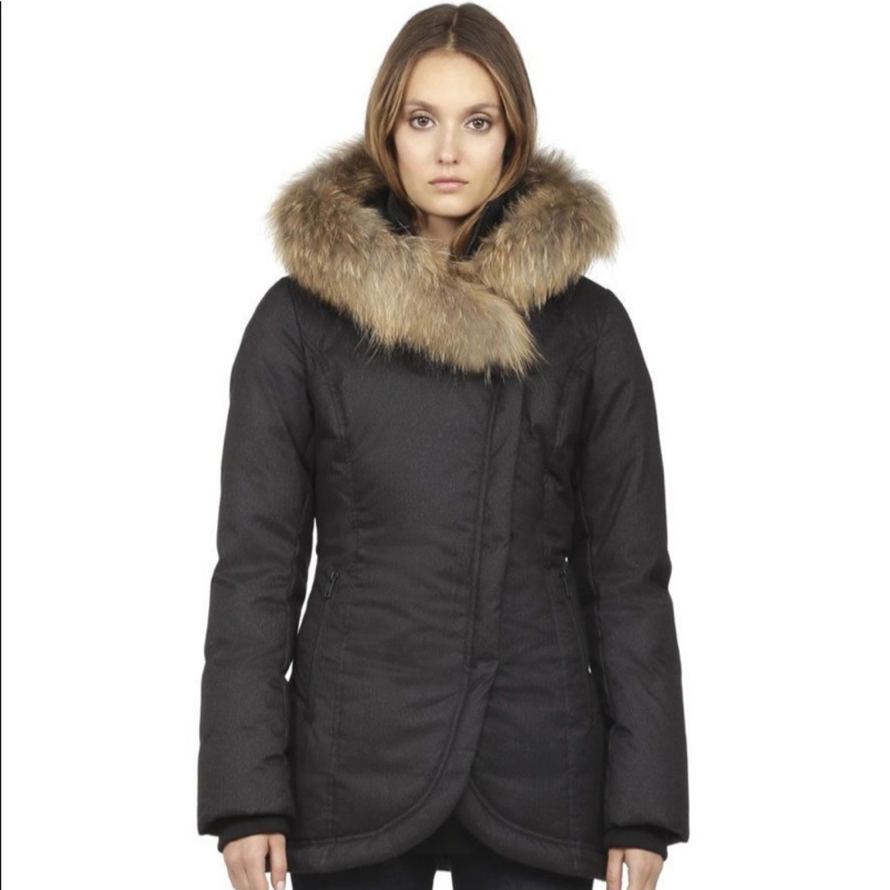 Soia & Kyo Black Puffer Jacket with Fur Trim